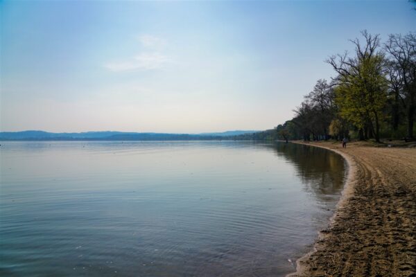 Historic Bellinzona Castle perched on a hilltop, surrounded by lush green landscape