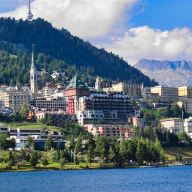 Rhône Glacier with its distinct blue ice, flowing down into the valley at Furka Pass