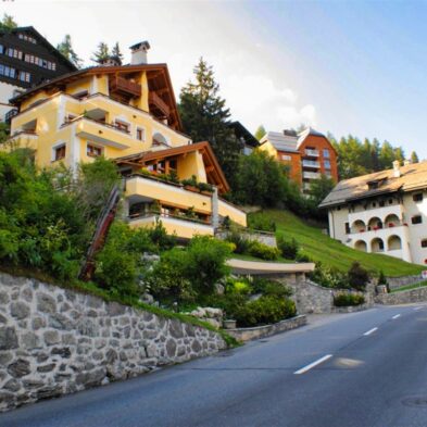 Rhône Glacier with its distinct blue ice, flowing down into the valley at Furka Pass