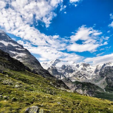 Gornergrat Railway winding up the mountain with stunning views of glaciers and the Matterhorn