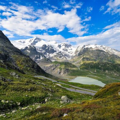 Gornergrat Railway winding up the mountain with stunning views of glaciers and the Matterhorn