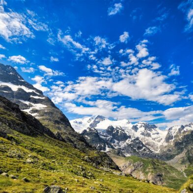 Gornergrat Railway winding up the mountain with stunning views of glaciers and the Matterhorn